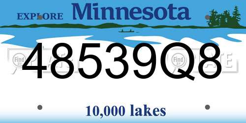 48539Q8 Minnesota License Plate