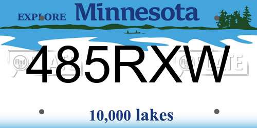 485RXW Minnesota License Plate