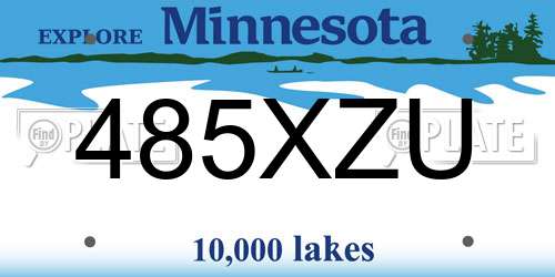 485XZU Minnesota License Plate