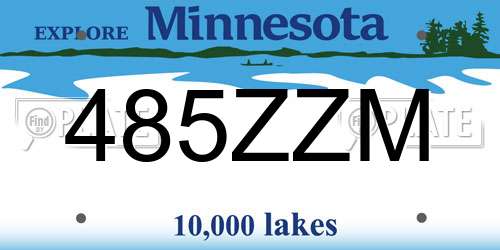 485ZZM Minnesota License Plate