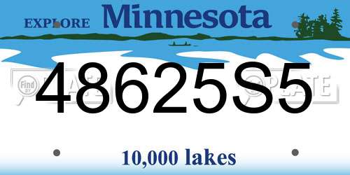 48625S5 Minnesota License Plate