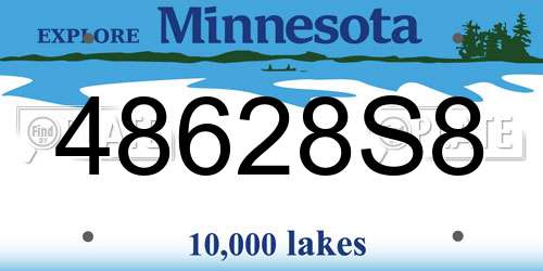 48628S8 Minnesota License Plate