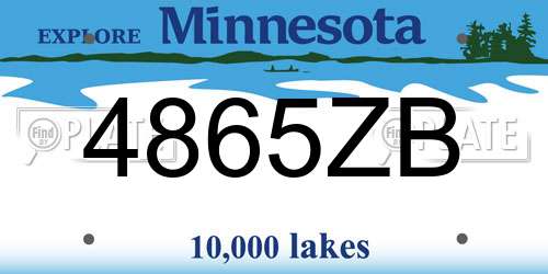 4865ZB Minnesota License Plate