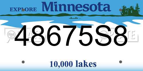 48675S8 Minnesota License Plate