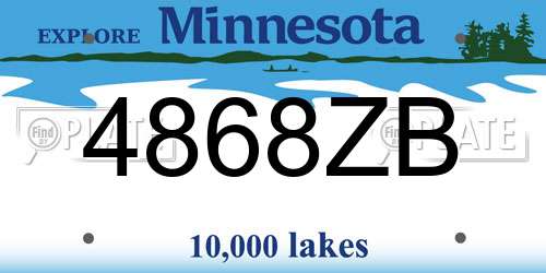 4868ZB Minnesota License Plate