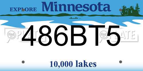 486BT5 Minnesota License Plate