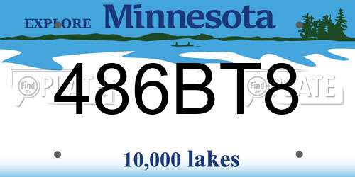486BT8 Minnesota License Plate