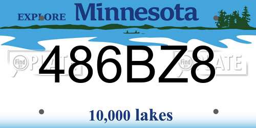 486BZ8 Minnesota License Plate