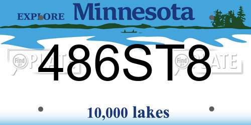 486ST8 Minnesota License Plate
