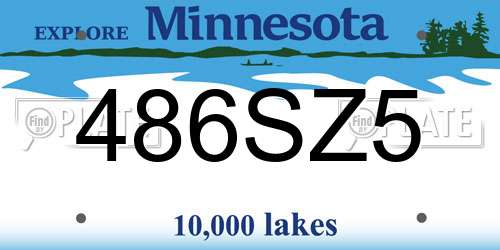 486SZ5 Minnesota License Plate