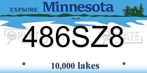 486SZ8 Minnesota License Plate