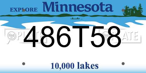 486T58 Minnesota License Plate