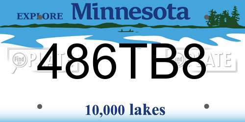 486TB8 Minnesota License Plate