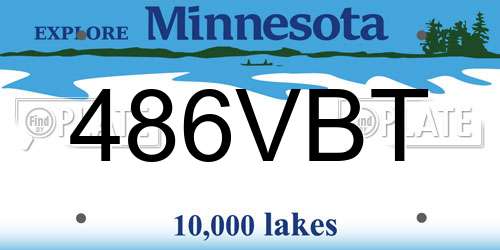 486VBT Minnesota License Plate