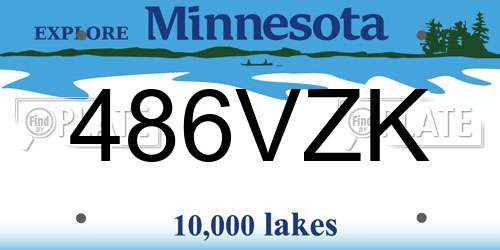 486VZK Minnesota License Plate