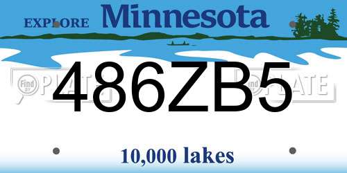 486ZB5 Minnesota License Plate