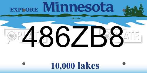 486ZB8 Minnesota License Plate