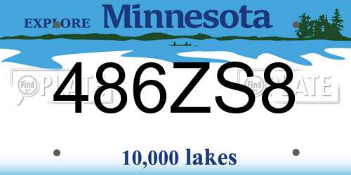 486ZS8 Minnesota License Plate