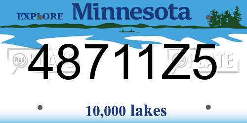 48711Z5 Minnesota License Plate
