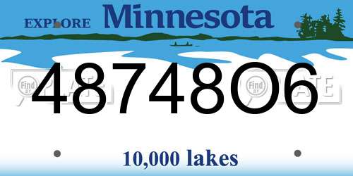 48748O6 Minnesota License Plate