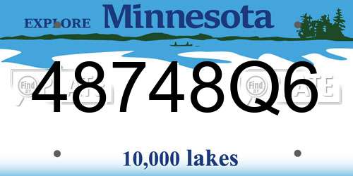48748Q6 Minnesota License Plate