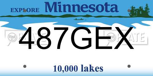 487GEX Minnesota License Plate