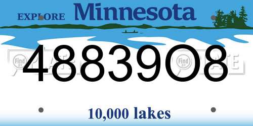 48839O8 Minnesota License Plate