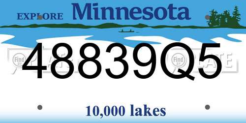 48839Q5 Minnesota License Plate