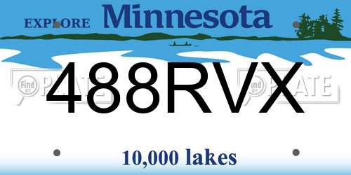 488RVX Minnesota License Plate