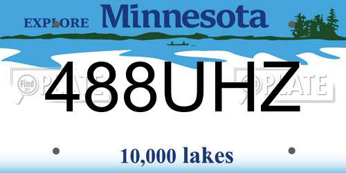 488UHZ Minnesota License Plate