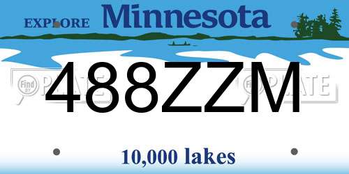 488ZZM Minnesota License Plate