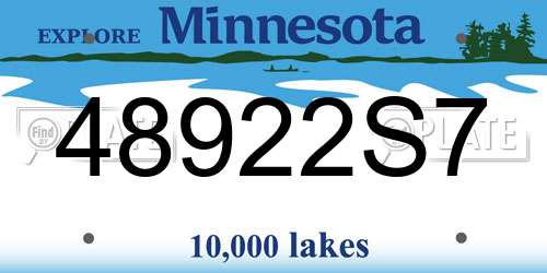 48922S7 Minnesota License Plate
