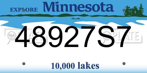 48927S7 Minnesota License Plate