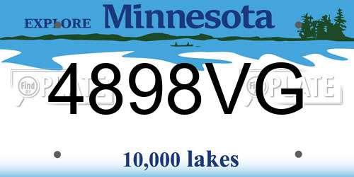4898VG Minnesota License Plate