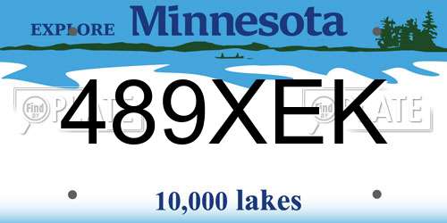 489XEK Minnesota License Plate