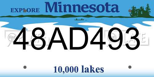 48AD493 Minnesota License Plate