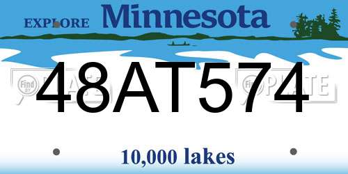 48AT574 Minnesota License Plate