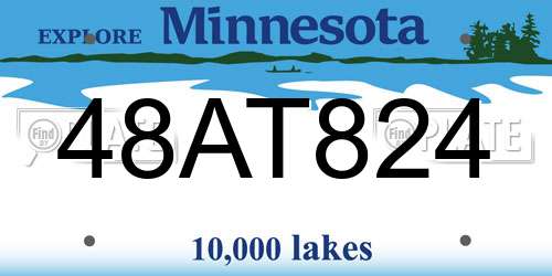 48AT824 Minnesota License Plate