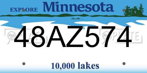 48AZ574 Minnesota License Plate