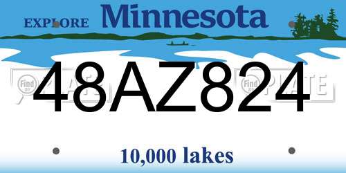 48AZ824 Minnesota License Plate