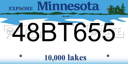 48BT655 Minnesota License Plate