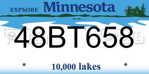 48BT658 Minnesota License Plate