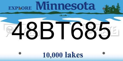 48BT685 Minnesota License Plate