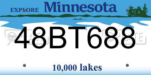 48BT688 Minnesota License Plate