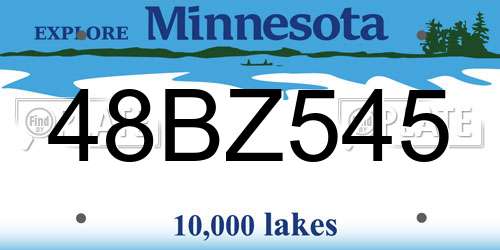 48BZ545 Minnesota License Plate