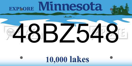 48BZ548 Minnesota License Plate