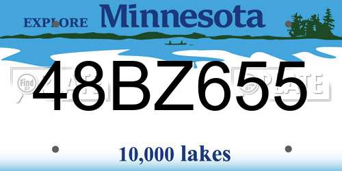 48BZ655 Minnesota License Plate