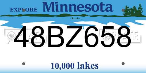48BZ658 Minnesota License Plate
