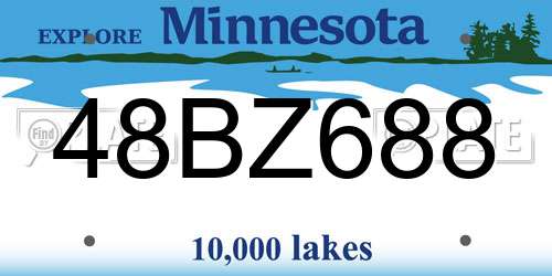 48BZ688 Minnesota License Plate