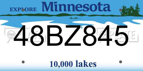 48BZ845 Minnesota License Plate
